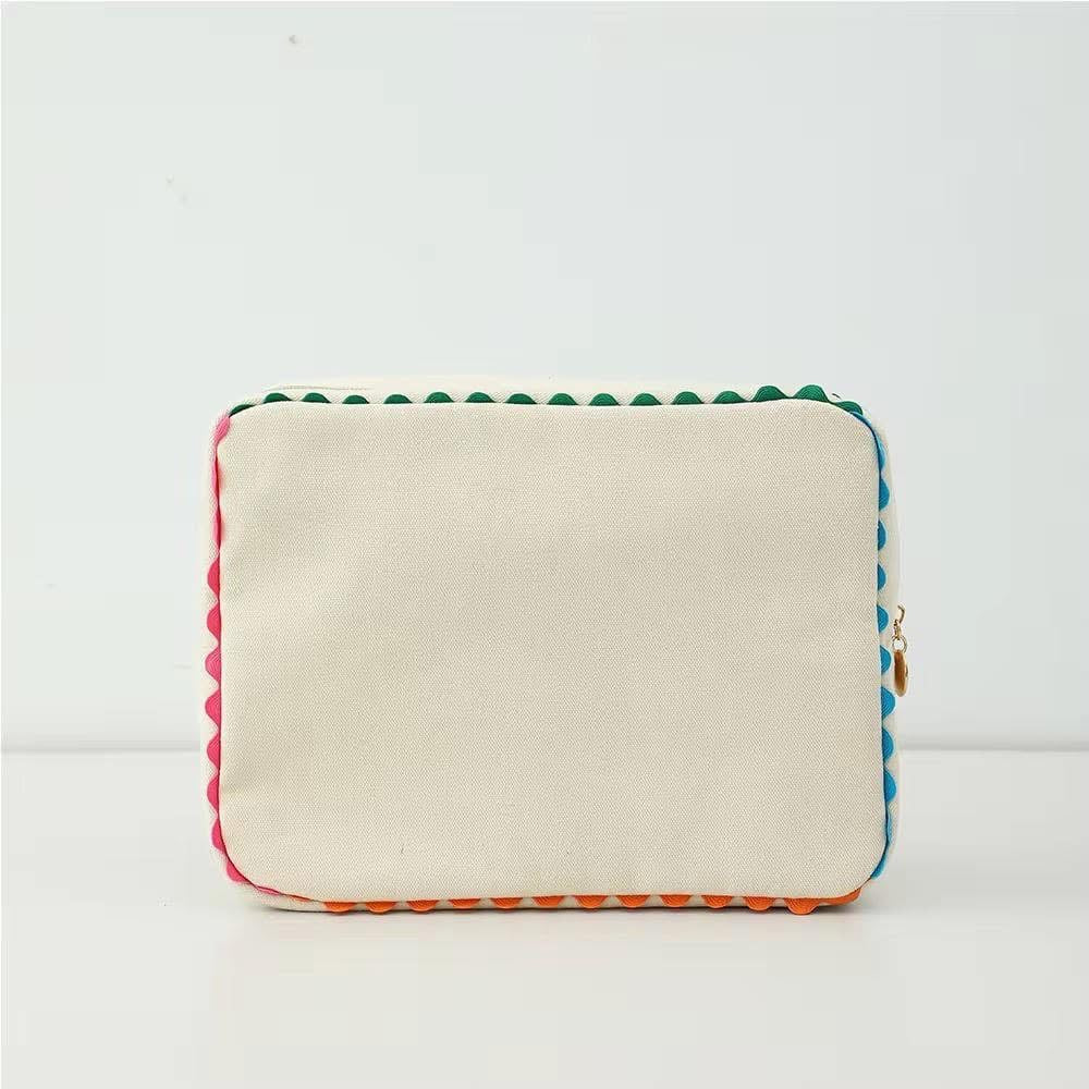 Embroidered colorful Tote Bag and Makeup Bag