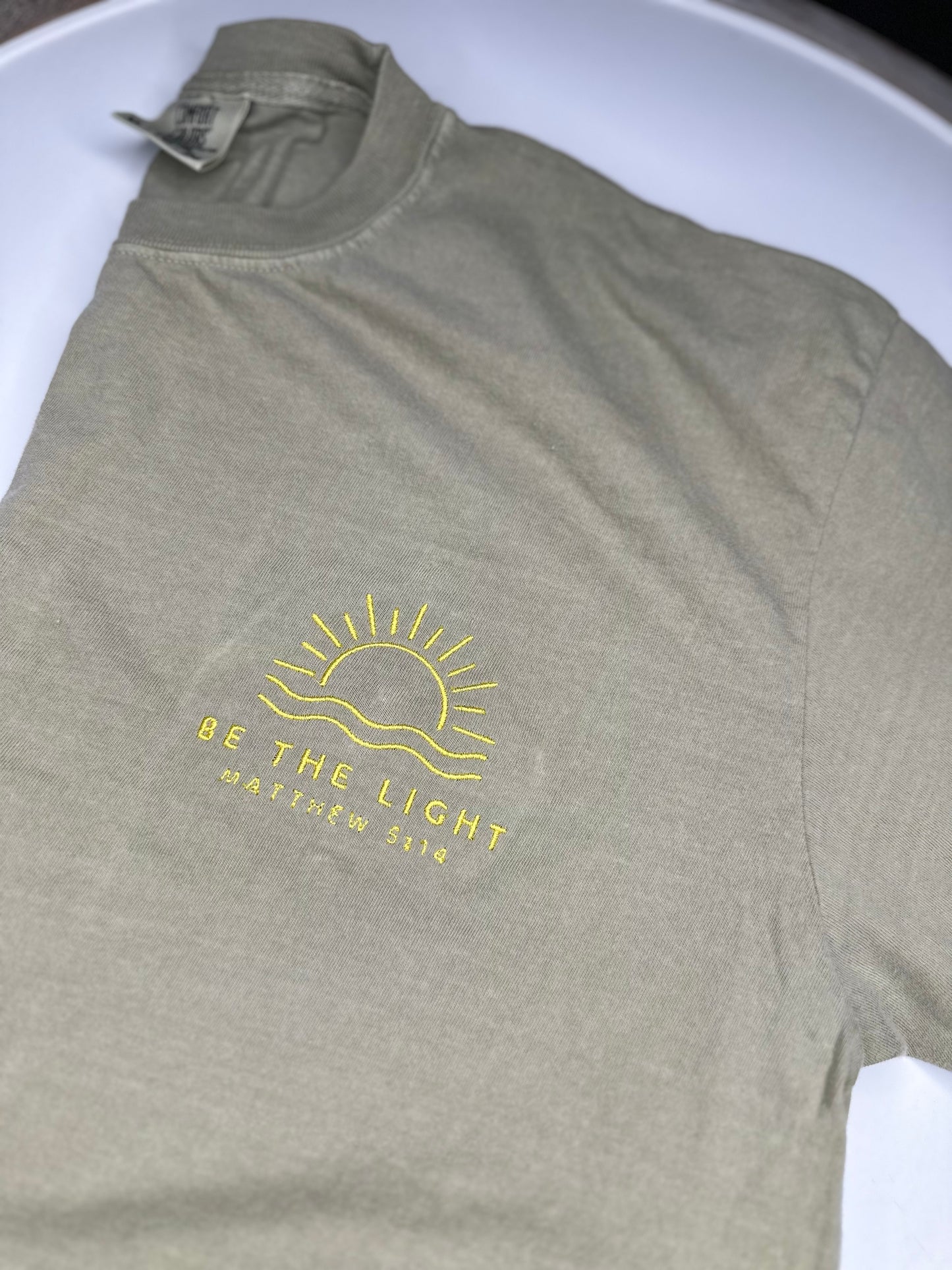 Be the light embroidered on Comfort Colors tshirt