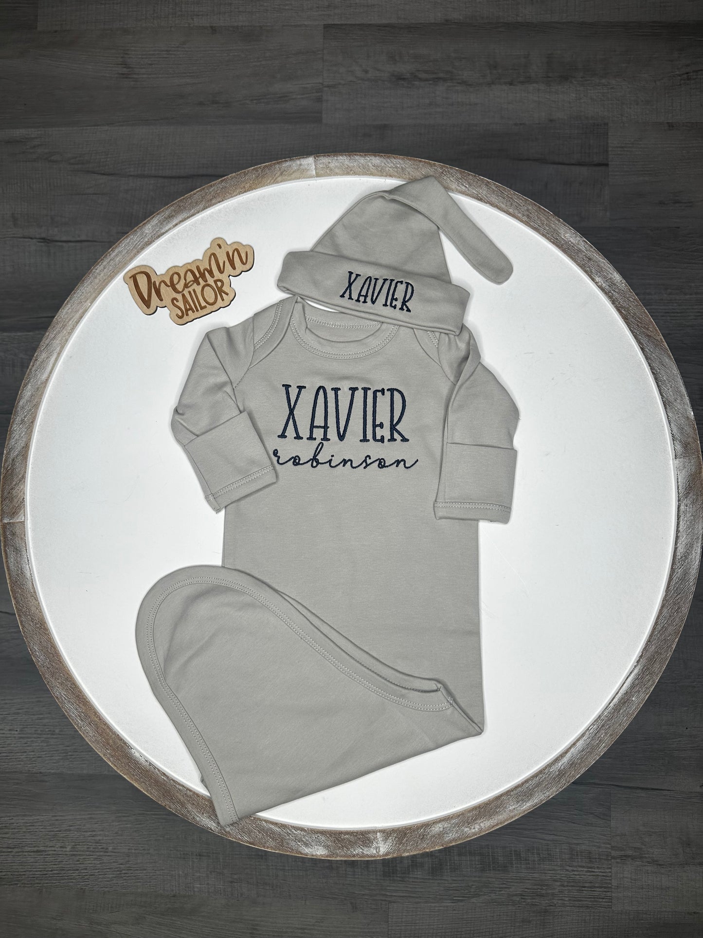 Custom Embroidered name on Hospital Baby Gown