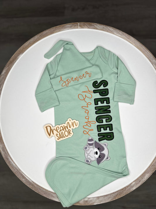Custom Embroidered name on Hospital Baby Gown