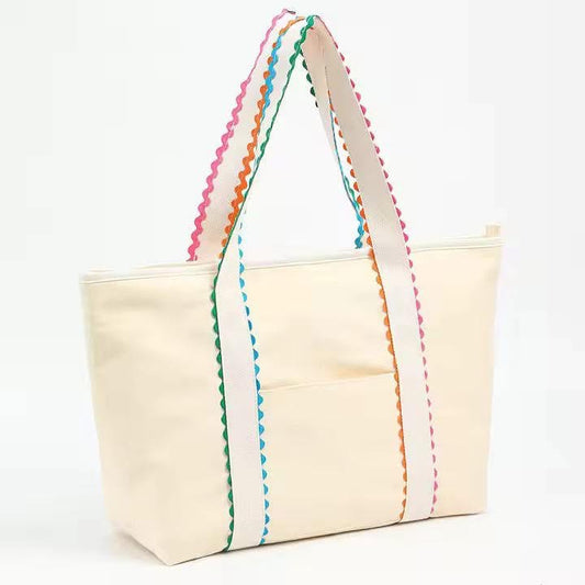 Embroidered colorful Tote Bag and Makeup Bag