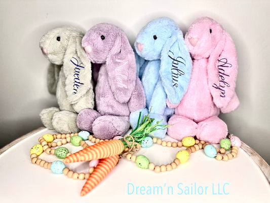 Custom 16 inch Easter Bunny with name embroidered on the ear.