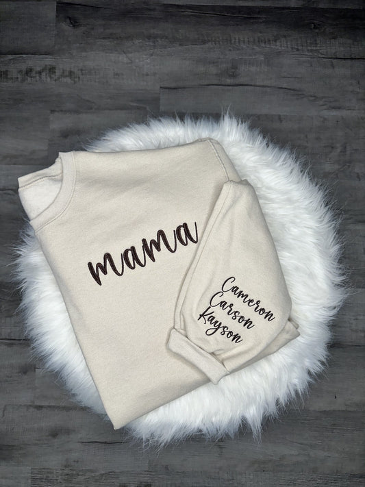 Custom left chest MAMA logo with personalized sleeve